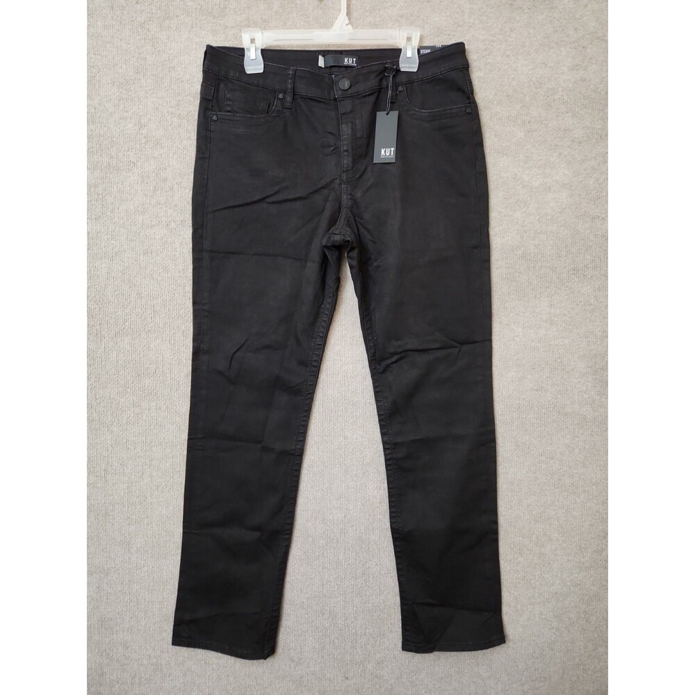 Kut from the Kloth Stevie Straight Leg Jeans Womens 14 Black Stretch NEW